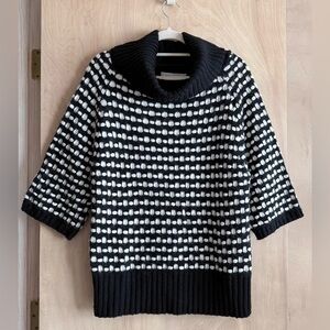 Skovhuus Alpaca Blend Textured Dot Knit Cowl Neck Sweater Black White Sz M